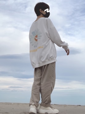 「海」｜「アイテム（スウェット）」を使った、ratoさん（メンズ・164cm）の夏コーディネート