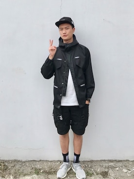 「B-SIDE（ビーサイド）のアイテム」を使った、游豐澤さん（メンズ・178cm）の春コーディネート