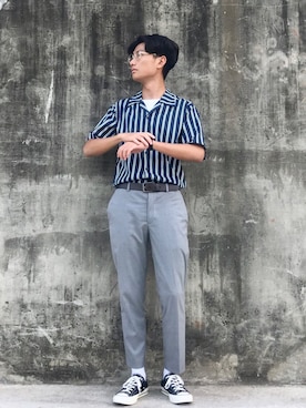 「B-SIDE（ビーサイド）のアイテム」を使った、游豐澤さん（メンズ・178cm）の夏コーディネート