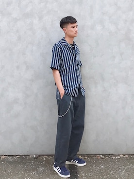 「B-SIDE（ビーサイド）のアイテム」を使った、游豐澤さん（メンズ・178cm）の秋コーディネート