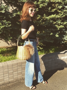 「TODAYFUL（トゥデイフル）のアイテム（かごバッグ）」を使った、yuuka♡さん（レディース・162cm）の夏コーディネート