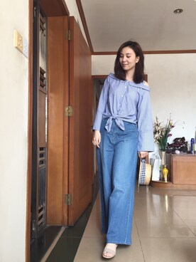 「SLOBE IENA（スローブイエナ）のアイテム（Denim pants、ブルー系）」を使った、siumomomさん（レディース・170cm）の春コーディネート
