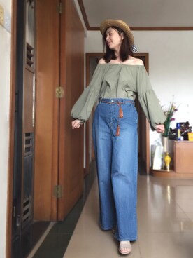 「SLOBE IENA（スローブイエナ）のアイテム（Denim pants、ブルー系）」を使った、siumomomさん（レディース・170cm）の春コーディネート
