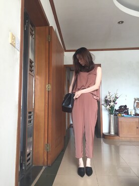 「NANO universe（ナノユニバース）のアイテム（Tank tops、ブラウン系）」を使った、siumomomさん（レディース・170cm）の夏コーディネート