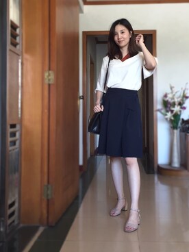 「tbのアイテム（Skirt、ブルー系）」を使った、siumomomさん（レディース・170cm）の夏コーディネート