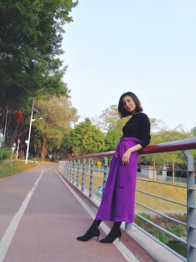 「KBF（ケイビーエフ）のアイテム（Skirt、パープル系）」を使った、siumomomさん（レディース・170cm）の夏コーディネート