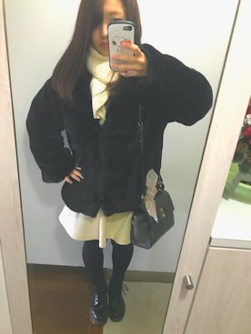 「one after another NICE CLAUP（ワンアフターアナザーナイスクラップ）のアイテム（チェスターコート）」を使った、YUKAさん（レディース・157cm）の冬コーディネート