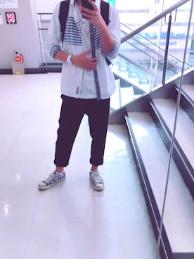 「ひとり旅」｜まえがみさん（メンズ・168cm）の夏コーディネート