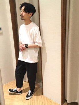 「UNUSED（アンユーズド）のアイテム（Tシャツ/カットソー、ホワイト系）」を使った、shoushoushouさん（メンズ）の夏コーディネート