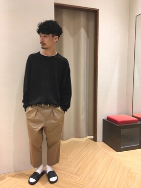 「UNUSED（アンユーズド）のアイテム（Tシャツ/カットソー、ブラック系）」を使った、shoushoushouさん（メンズ）の秋コーディネート