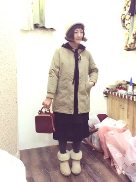 「SM2（エスエムツー）のアイテム（ピーコート）」を使った、卝さん（レディース・162cm）の秋コーディネート
