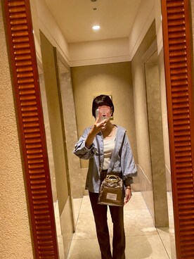 「Kastane（カスタネ）のレーヨンスラックスパンツ３（スラックス）」を使った、kuisinbou58さん（レディース・161cm）の夏コーディネート