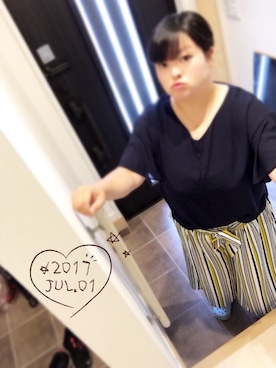 「大きいサイズ」｜「アイテム（スリッポン）」を使った、YUさん（レディース・164cm）の夏コーディネート