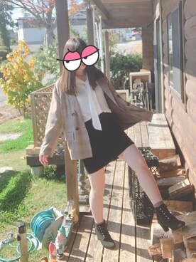 「Honeys（ハニーズ）のアイテム（ブーティ）」を使った、SakUさん（レディース・165cm）の秋コーディネート
