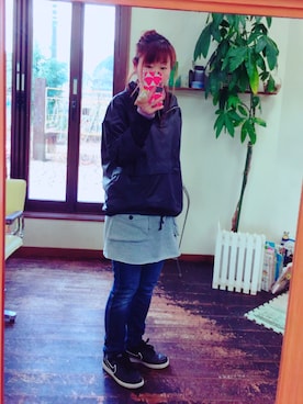 「CHUMS（チャムス）のアイテム（スカート）」を使った、Mya_385さん（レディース・158cm）の冬コーディネート