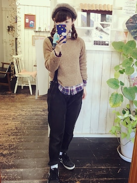 「Sunny clouds（サニークラウズ）のアイテム（サロペット/オーバーオール）」を使った、Mya_385さん（レディース・158cm）の冬コーディネート