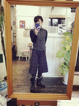 「キュロットパンツ」｜「アイテム（その他）」を使った、Mya_385さん（レディース・158cm）の冬コーディネート