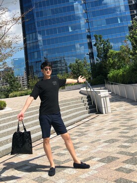 「NUMBER (N)INE（ナンバーナイン）のアイテム（Tシャツ/カットソー、ブラック系）」を使った、ポールさん（メンズ・174cm）の秋コーディネート
