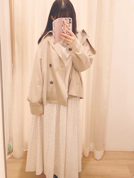 「AS KNOW AS plus（アズノゥアズプラス）のアイテム（トレンチコート）」を使った、Rionさん（レディース・160cm）の春コーディネート