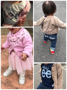 「Baddy Lee（バディリー）のアイテム」を使った、7familiarさん（キッズ・70cm）の春コーディネート