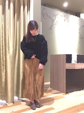 「プリーツ」｜「アイテム（ブーティ）」を使った、Mizuho☺︎さん（レディース・157cm）の冬コーディネート