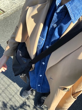 「デニムシャツ」｜「アイテム（トレンチコート）」を使った、HaruKanaさん（レディース・160cm）の秋コーディネート