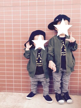 「kids」｜「アイテム（MA-1）」を使った、ぽん‪‪☺︎‬さん（キッズ・90cm）の秋コーディネート