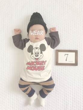 「部屋撮り」｜「アイテム（ニットキャップ/ビーニー）」を使った、ぽん‪‪☺︎‬さん（キッズ・100cm）の春コーディネート