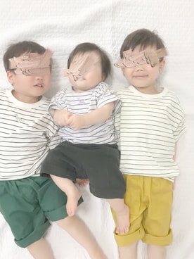 「3BOYS」｜ぽん‪‪☺︎‬さん（キッズ・100cm）の夏コーディネート