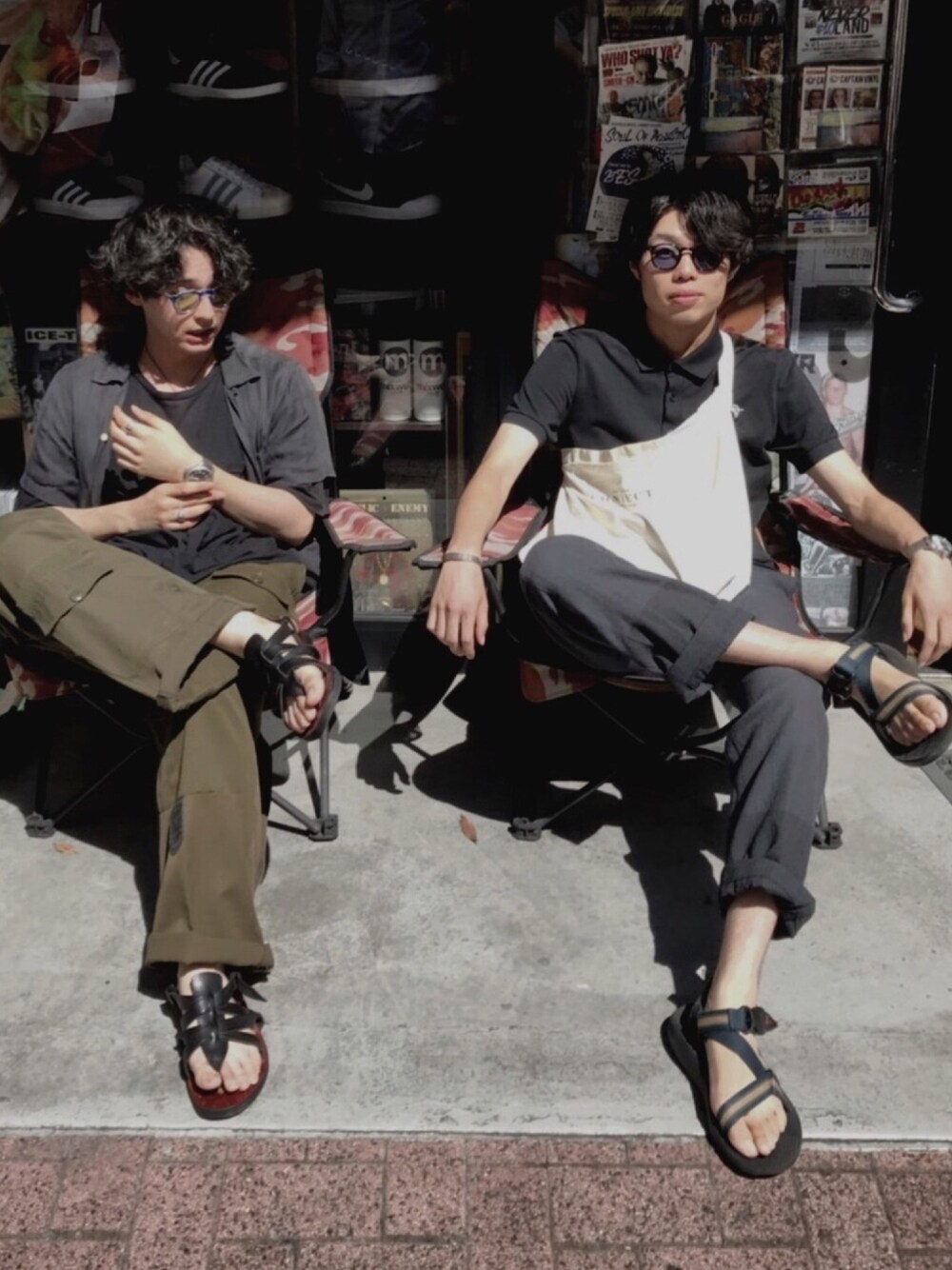 「Lesca LUNETIER、lesca、FRED PERRY、FREDPERRY×RAFSIMONS、RAF SIMONS、GRAMICCI、Ts(s)」｜「Lescaのアイテム（サングラス、ブラック系）」を使った、Kaichiさん（メンズ・178cm）の秋コーディネートの1枚目の写真