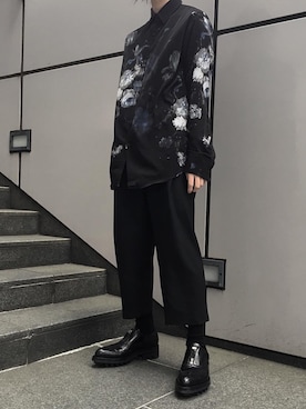 「LAD MUSICIAN（ラッドミュージシャン）のアイテム（シャツ/ブラウス、ブラック系）」を使った、obakejyanaiyoさん（メンズ・172cm）の春コーディネート