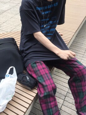 「Y-3（ワイスリー）のアイテム（バックパック/リュック、ブラック系）」を使った、obakejyanaiyoさん（メンズ・172cm）の夏コーディネート