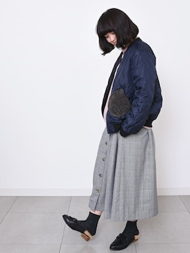 「POU DOU DOU（プードゥドゥ）のアイテム（MA-1）」を使った、【み】 - poudoudouさん（レディース・160cm）の秋コーディネート