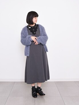 「スカラップ」｜「アイテム（ジャンパースカート）」を使った、【み】 - poudoudouさん（レディース・160cm）の秋コーディネート