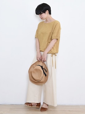 「アイテム（シャツ/ブラウス、イエロー系）」を使った、【み】 - poudoudouさん（レディース・160cm）の夏コーディネート