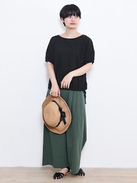 「黒ブラウス」｜【み】 - poudoudouさん（レディース・160cm）の夏コーディネート