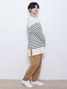 「パネルボーダー」｜【み】 - poudoudouさん（レディース・160cm）の夏コーディネート