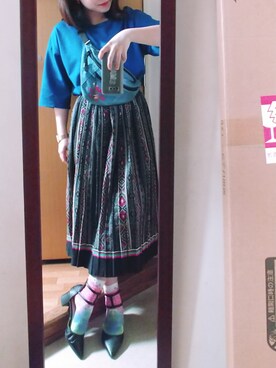 「blue」｜「アイテム（パンプス）」を使った、JONONGさん（レディース・155cm）の春コーディネート