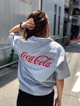 沢田 栞さんの「Coca-Cola by X-girl S/S WORK SHIRT」を使ったコーディネート