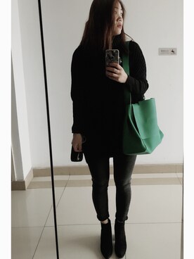 「PULL&BEAR（プルアンドベア）のアイテム（ブーティ）」を使った、王丹Ashleyさん（レディース・160cm）の秋コーディネート