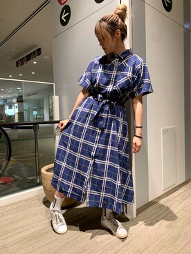 「AVIREX（アヴィレックス）のアイテム（シャツワンピース）」を使った、nさん（レディース・167cm）の春コーディネート