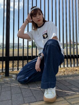 「AVIREX（アヴィレックス）の【直営店限定】エアフォース ベースキャップ/AIR FORCE BACES CAP（キャップ）」を使った、nさん（レディース・167cm）の春コーディネート