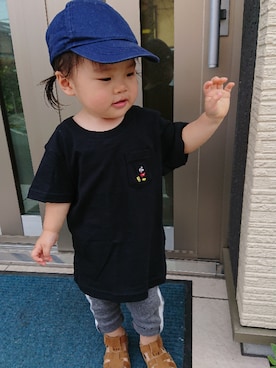 「ミッキー」｜KANNA♡HAYATOさん（キッズ・80cm）の夏コーディネート