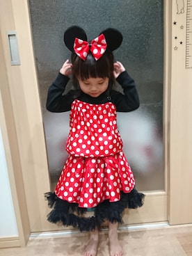 「ミッキーもどき笑のアイテム（その他、ブラック系）」を使った、KANNA♡HAYATOさん（キッズ・90cm）の秋コーディネート