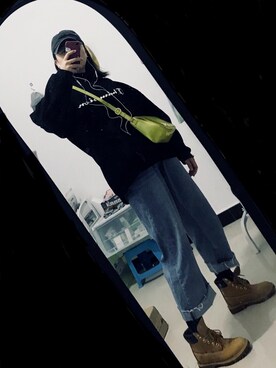 「Timberland（ティンバーランド）のアイテム（ブーツ、その他）」を使った、小日天さん（レディース・167cm）の冬コーディネート