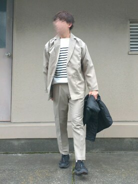 「春カラー」｜「アイテム（セットアップ）」を使った、mishさん（メンズ・173cm）の冬コーディネート