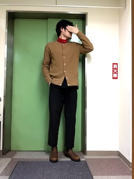 「curly」｜「アイテム（ブーツ）」を使った、Kenshiro Onaさん（メンズ・189cm）の冬コーディネート
