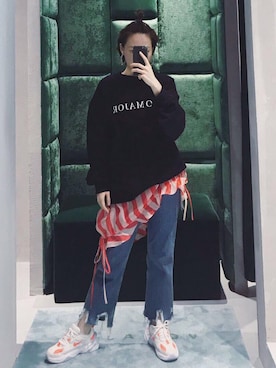 「休闲」｜「アイテム（チュニック）」を使った、VOMAJORさん（レディース・160cm）の春コーディネート
