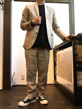 「WORK NOT WORK URBAN RESEARCH（ワークノットワークアーバンリサーチ）のアイテム（テーラードジャケット）」を使った、HAYASHiさん（メンズ・170cm）の夏コーディネート