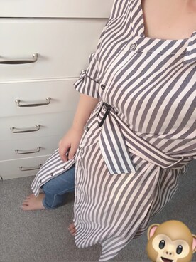 「CECIL McBEE（セシルマクビー）のアイテム（シャツワンピース）」を使った、ひかさん（レディース・155cm）の夏コーディネート